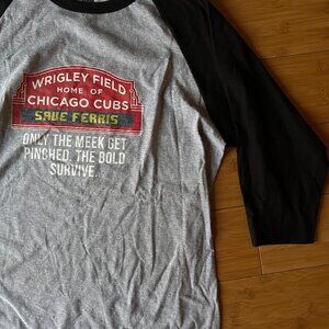 Save Ferris Wrigley Field Sign Chicago Cubs Baseball Henley T-shirt